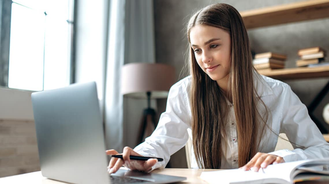 A student using a computer